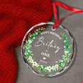 thumbnail image 6 of Custom Happy Birthday is One Glass Ornament Christmas, Wreath Ornament Gifts for Baby Boy Girl Kids, 1St Birthdays Keepsake for Xmas Tree, Personalized Name & Date Baby's First Birthday Ornaments, 6 of 6