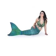 Sun Tail Mermaid Swim Set, Siren Green Mermaid Tail and Green Monofin for Swimming, Size - Teen and Adult Medium (JM)