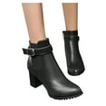 thumbnail image 2 of NECHOLOGY Botas Mujer Adulto Femenino Zapatos Botines de mujer Botas informales gruesas romanas, zapatos de tacón al tobillo a la de cuero para mujer, botas para mujer (Black, 10), 2 of 6