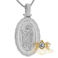 thumbnail image 2 of 23+ Grams Baguette Real Silver Simulated Diamond Saint Christopher Charm Pendent, 2 of 6