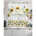 thumbnail image 2 of Sunflower Kitchen Curtains Sets 24 Inch Length with Valance, Sage Green Eucalyptus Farmhouse Bee Swag Valances and Tiers Curtain Set Drapes Swag Curtains for Living Room, Bathroom, Bedroom, Cafe, 2 of 6