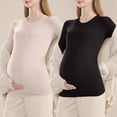 thumbnail image 3 of Annhoo 2pc Maternity Casual Blouse Solid Color Long Sleeve Crew Neck Shirts Comfy Pregnancy Dressy Tunic Tops Basic Clothes, 3 of 4
