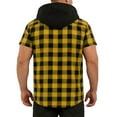 thumbnail image 4 of Ixbnca Men's Short Sleeve Plaid Hoodies Short Sleeve Mens Button V Neck Hooded T Shirts with Pocket, 4 of 7