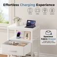 thumbnail image 4 of CONCETTA Set of 2 Small Night Stand with Charging Station, 1 Fabric Drawer, USB Ports and Outlets, Open Storage Shelf Bedside End Table for Bedroom, White, 4 of 10