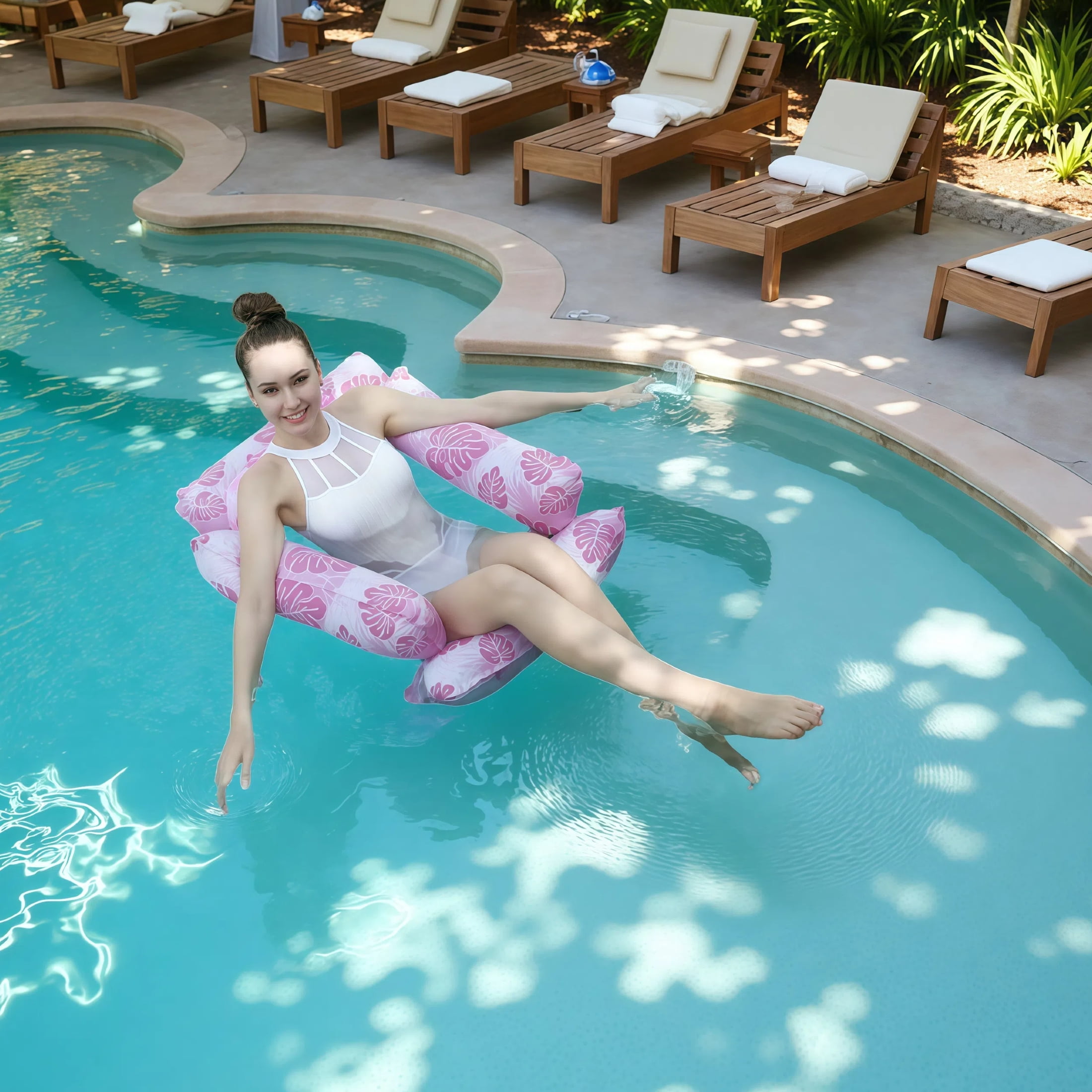 3 Packs Inflatable Pool Floats Adults 4-in-1 Multi-Purpose Pool Floats PVC Water Hammock Lounge Floaties