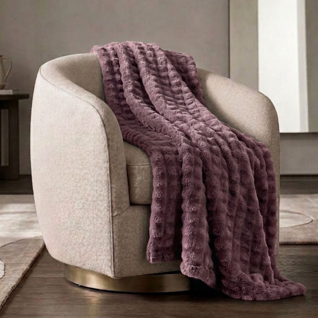 Cozy Haven Luxury Bubble Plush Oversized Couch Throw Blanket, Rose, 50 x 72 in
