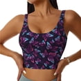 thumbnail image 2 of Picia Purple Butterfly Sports Bra for Women,Padded Strappy Sports Bras Medium Support Yoga Bra with Removable Cups,Running Yoga Bra-Medium, 2 of 9
