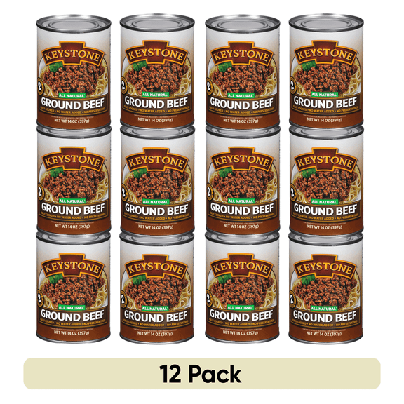 (12 Pack) Keystone Ground Beef 14 oz Can Fully Cooked ✅, Emergency Food for Camping Hiking and Backpacking (12 Cans) ✅