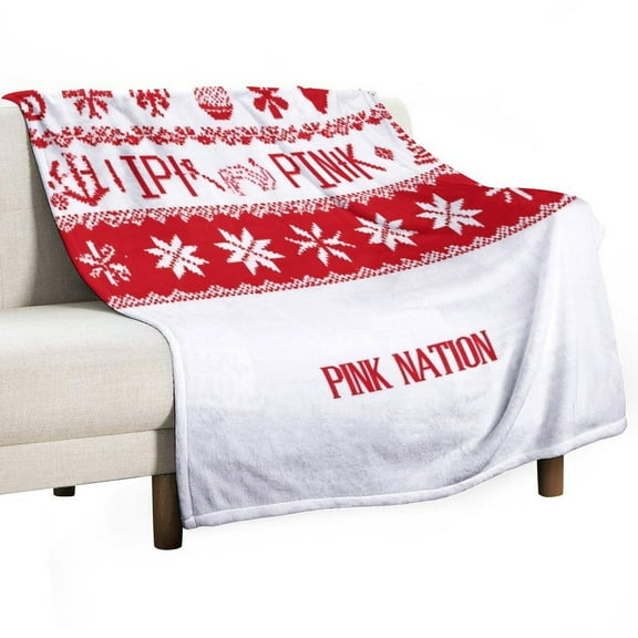 Pink Nation Holiday Knit Pattern Throws Blankets for Sofa Bed Winter Plush Warm Blanket Holiday Gifts