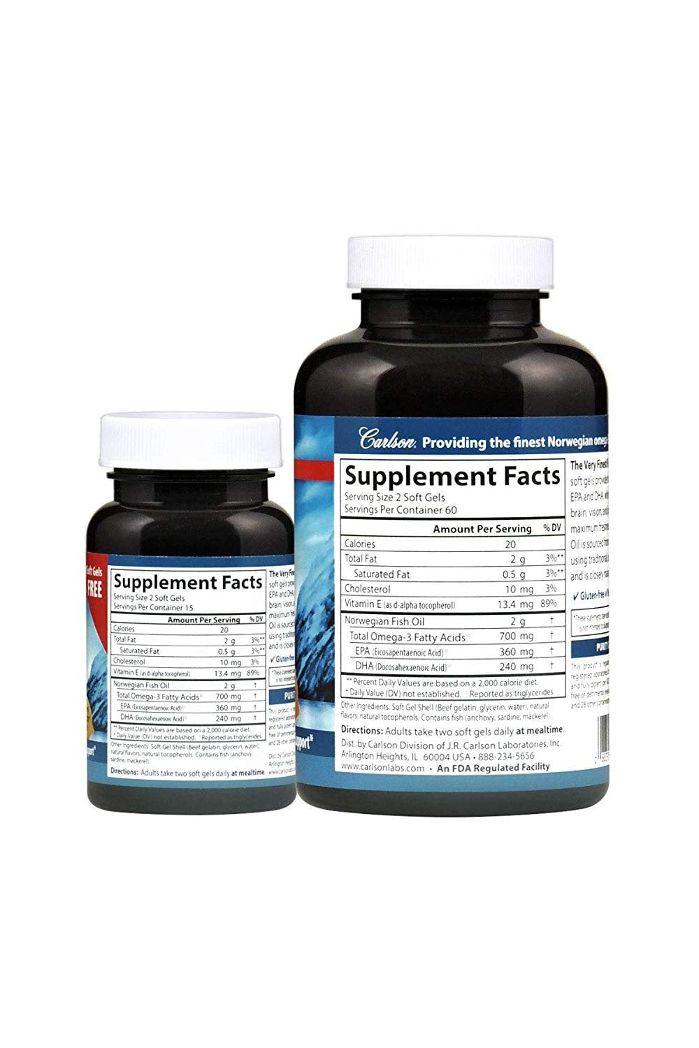 Carlson The Very Finest Fish Oil Softgels, Lemon Flavor, 120 + 30 Ct