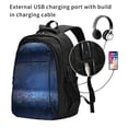 thumbnail image 2 of Balery Retro Blue Glitter Print USB Charging Backpack for Men and Women - Water-Resistant, Anti-Theft Laptop Backpack with USB Port for Travel, Work, School, and College, 2 of 7