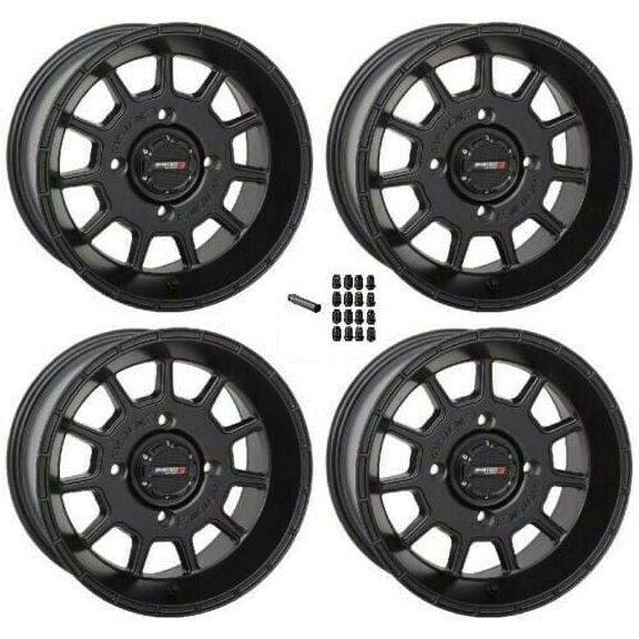 System 3 ST-5 Black / Black 14x7 4/156 4 3 UTV SXS Wheel - With Black Lug Nuts