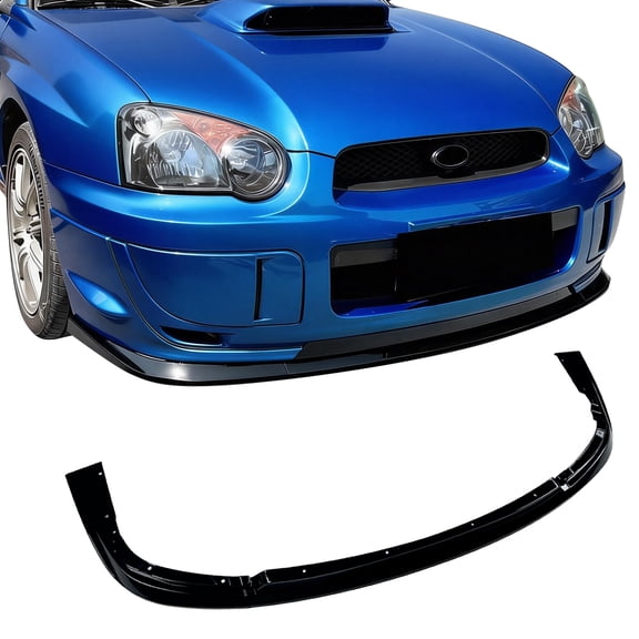 Ikon Motorsports Front Bumper Lip Fits 2004-2005 Subaru Impreza WRX STI Style Gloss Black PP Add on Air Dam Chin Spoiler Protector Splitter 3PCS