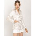thumbnail image 4 of Chaqueta De Trabajo Sola Botonadura Texturizado Brillante Cuello De Solapa Con Muesca Para Mujer Blanco Plata XS, 4 of 6