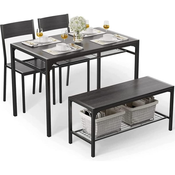 Lofka Dining Table Set for 4, Kitchen Table Set with Storage Rack, 1