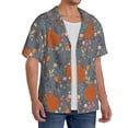 thumbnail image 2 of Fuzoiu Floral Squirrel Print Men's Casual Short,Men's Short Sleeve Shirt,Mens Casual Button Down Shirts,Cuban Collar Summer Shirt for Beach, Vacation, and Outdoor Activities-3X-Large, 2 of 5