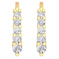 thumbnail image 3 of 0.70 Carat (ctw) 10K Yellow Gold Round Cut White Diamond Ladies Huggies Hoop Earrings, 3 of 4
