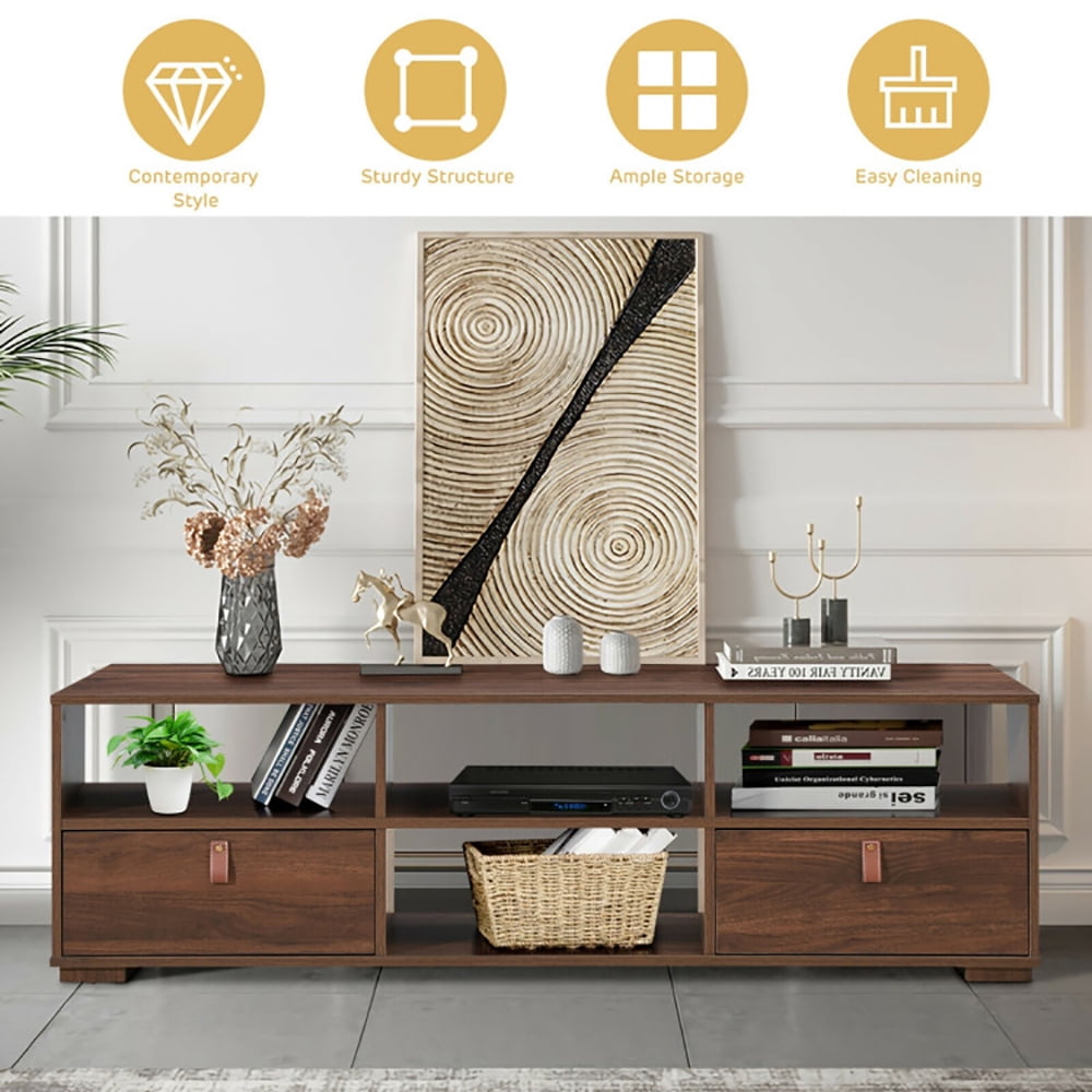 Finihen TV Stand, TV Cabinet, TV Stand Entertainment Media Center Console for TV's up to 60 Inch with Drawers, Media Entertainment Center with Storage, for Living Room, Bedroom, Walnut