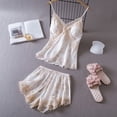thumbnail image 1 of Daeyard Sexy Lace Cami and Shorts 2 Pieces Pajama Set For Women Silk Floral Pjs Lingerie Set Satin Sleepwear Nightwear, 1 of 4