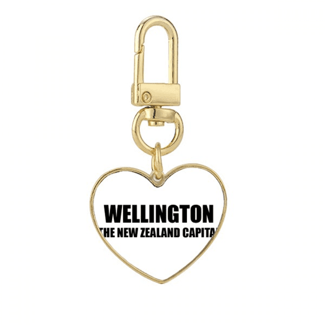 Wellington The New Zealand Capital Gold Heart Keychain Metal Keyring Holder