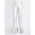 thumbnail image 3 of Zaldita Kids Girls Shiny Metallic Flare Pants Ruffle Hem Bell-bottom Pants for Jazz Hip Hop Modern Performance Dance wear Colorful Silver 8, 3 of 7
