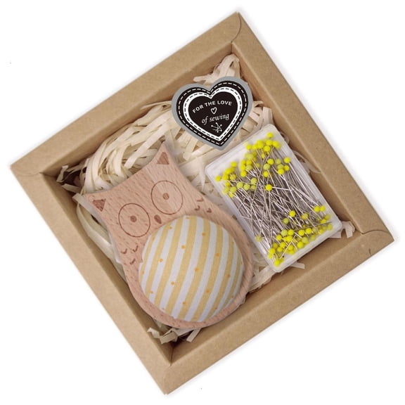 Yammee Pin Holder Wood Pin Cushion with 100Pcs Sewing Pin for Dressmaking