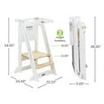 thumbnail image 2 of Little Partners Learn 'N Fold Learning Tower, Foldable Toddler Tower Baby Kitchen Stool - Kitchen Stool Helper Adjustable Ladder for Kids Ages 2 to 6 - Soft White with Natural, 2 of 12