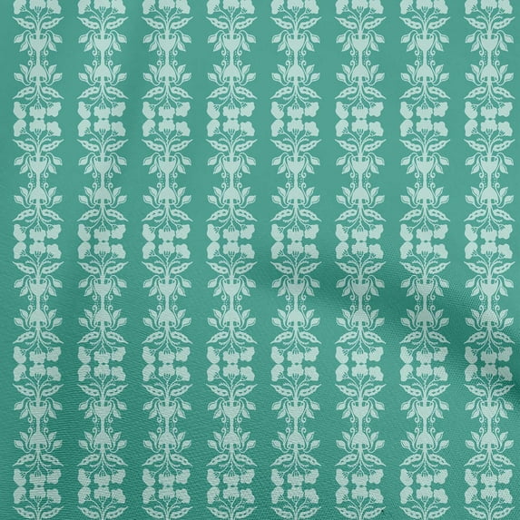 oneOone Polyester Spandex Teal Green Fabric Asian Block Print Sewing Craft Projects Fabric Prints By Yard 56 Inch Wide