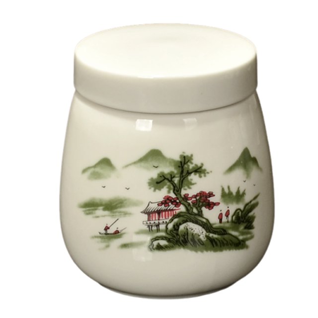 pitrice Tea In Chinese Style Pattern Small Storage Container Organization Lid Coddled Cups Ceramic Material for Kitchen Spice Style 3