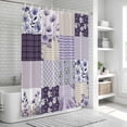 thumbnail image 6 of Spring Floral Shower Curtain, Waterproof Shower Curtains for Bathroom, Dark Purple Flowers Patchwork Grid Bohemia Washable Fabric Bathtub Curtain Set Bath Decor with 12 Hooks Long 72"x84", 6 of 8