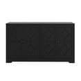 thumbnail image 4 of Heynemo 56" Modern Kitchen Buffet Table, Sideboard with 4 Doors and Adjustable Shelves, Wood Accent Coffee Bar Cabinet for Entryway, Living Room, Matte Black, 4 of 9