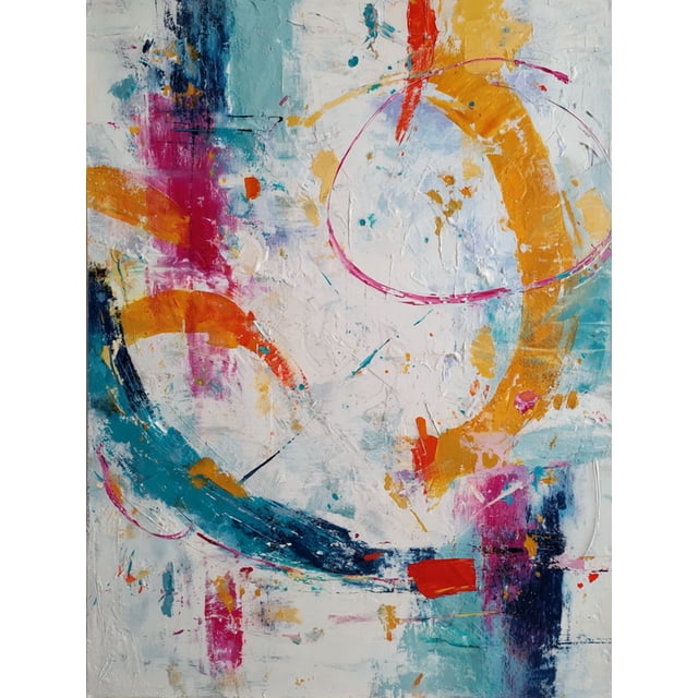 Qisvanset Colorful Textured Abstract Canvas Art 15.75x11.81 Inches