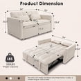 thumbnail image 5 of Anpport 54" Pull‑Out Sleeper Sofa Bed, 3‑in‑1 Convertible Corduroy Loveseat with Adjustable Backrest, Side Pockets & 2 Pillows, Multi‑Purpose Couch for Small Spaces, Beige, 5 of 7
