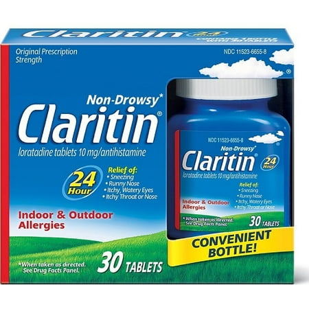 2 Pack - CLARITIN 24-Hour Indoor & Outdoor Non-Drowsy Allergy Relief Tablets 30 ea