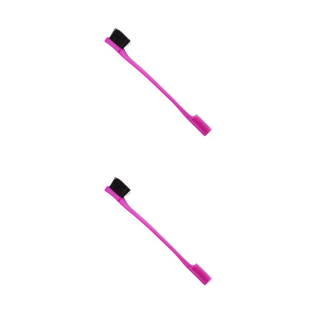 Bewildely Cepillo para bordes, cepillo para el cabello liso, peine para el cabello multifuncional, herramientas de belleza, suministros de aseo rosado 2Conjunto