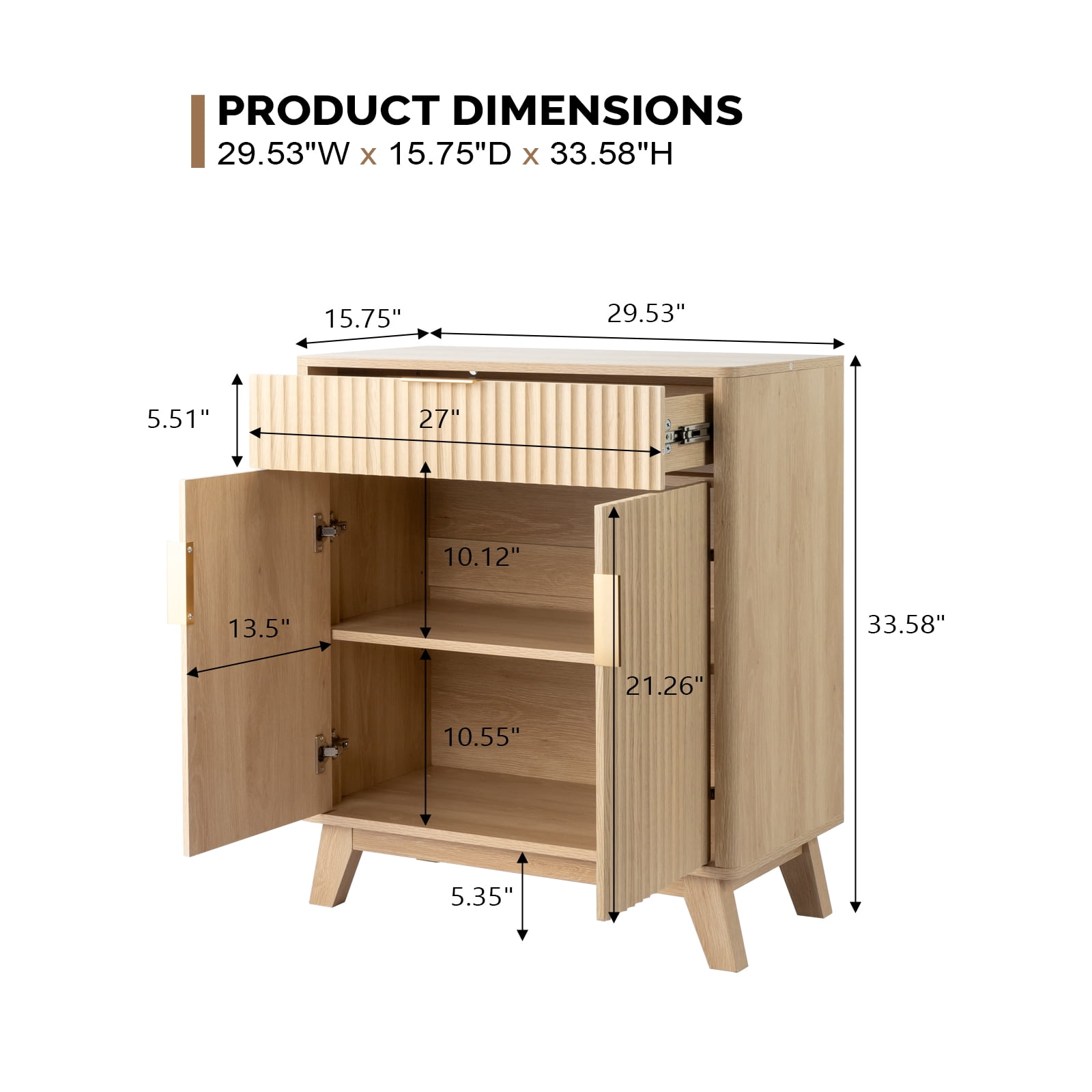 Ktaxon Modern Bathroom Cabinet with 2 Doors & Drawer, Storage Pantry with Adjustable Shelf Bathroom Floor Cupboard Wooden Freestanding for Washing Room