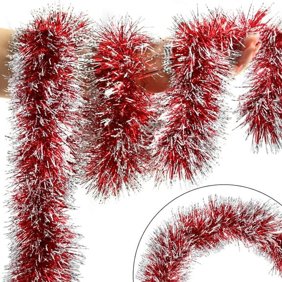 6.6FT Christmas Tinsel Garland, Metallic Tinsel Twist Garland, Christmas Tree Decorations, Home Indoor Holiday Party Supplies