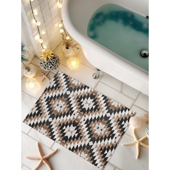 Doormat Wood Grain Front Door Mat Non Slip Absorbent Low Profile Floor Mat Abstract Geometric Tribal Welcome Mats Entryway Rug for Entrance Kitchen Porch Indoor Outdoor Home Decor 16"x24"