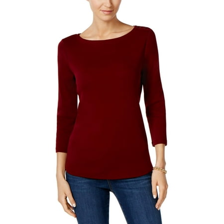 Charter Club Womens Petites Knit 3/4 Sleeves Pullover Top