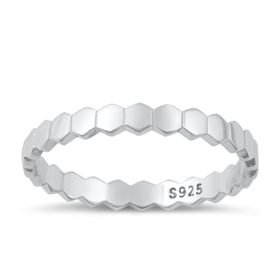 Cute Honeycomb Ring .925 Geometic Sterling Silver Band Jewelry Female Male Unisex Size 4