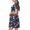 thumbnail image 2 of Kdxio Robe T-Shirt Décontractée pour Femmes Imprimé Fleurs de Cerisier Manches Courtes d'Été avec Poches, 2 of 6