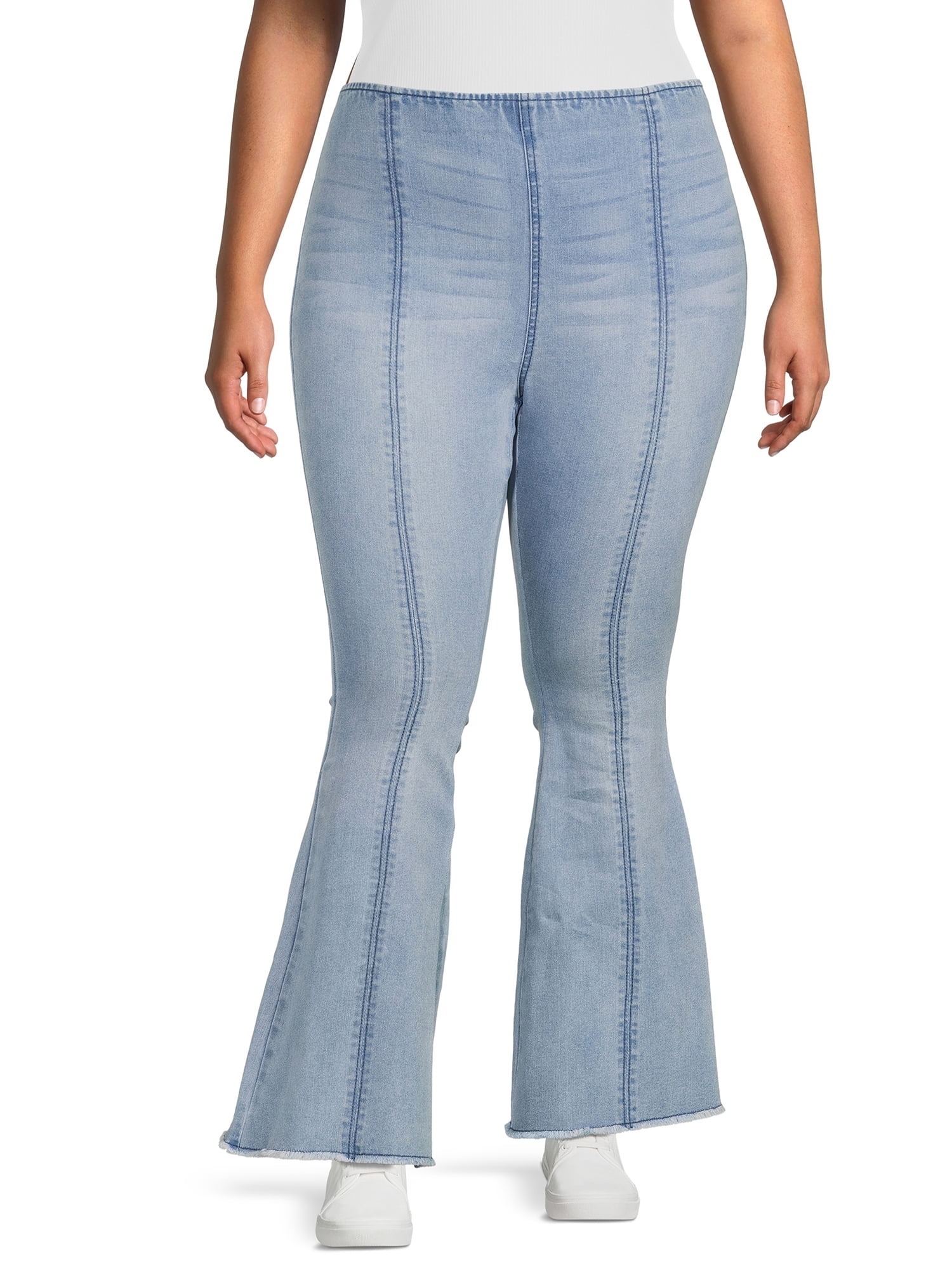 No Boundaries Juniors' Plus Size Pull-On Flare Jeans