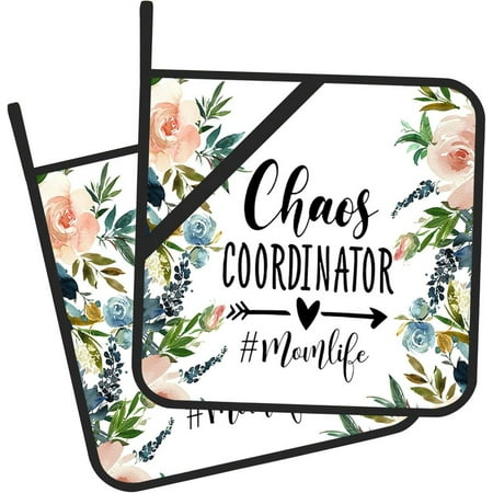 

Sunyuer 2 PCS Pot Holders for Kitchen Choas Coordinator Print Pot Holders for Kitchen Heat Resistant Non Slip Potholder with Hanging Loop for BBQ Cooking Baking