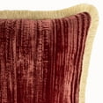 thumbnail image 3 of Gold Fringed Red Silk Velvet Throw Pillow 20" X 20", 3 of 4