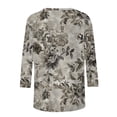 thumbnail image 5 of Jsaierl 3/4 Sleeve Tops for Women Casual Crew Neck Shirts Dressy Floral Petite Blouses Work Elegant T-shirts Top S-2XL, 5 of 5