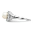 thumbnail image 4 of White Sterling Silver Ring Band Gemstone (06) June Pearl Freshwater Round Diamond, 4 of 5