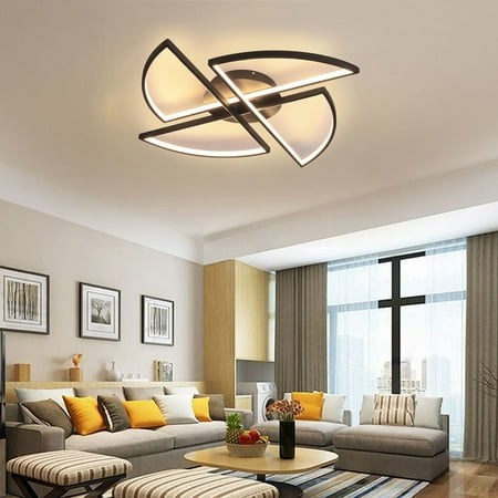 

46W Flush Mount Modern Ceiling Light Dimmable LED Chandelier Lamp W/Remote Black Modern LED Ceiling Light Flush Mount Lamp Black Chandelier Fixtures + Remote Modern Ceiling Light LED Fixture Bedroom