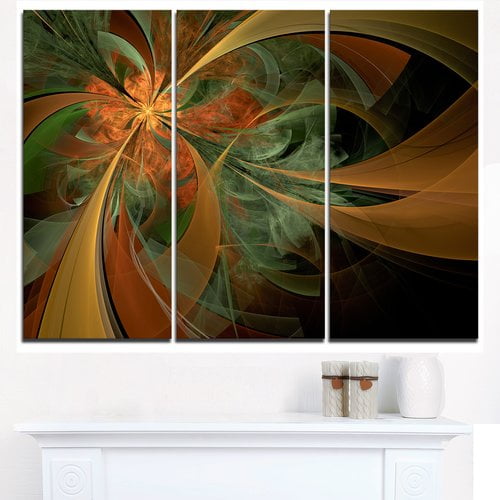 Design Art Symmetrical Orange Digital Fractal Flower 3 Piece Graphic Art On Wrapped Canvas Set Walmart Com Walmart Com