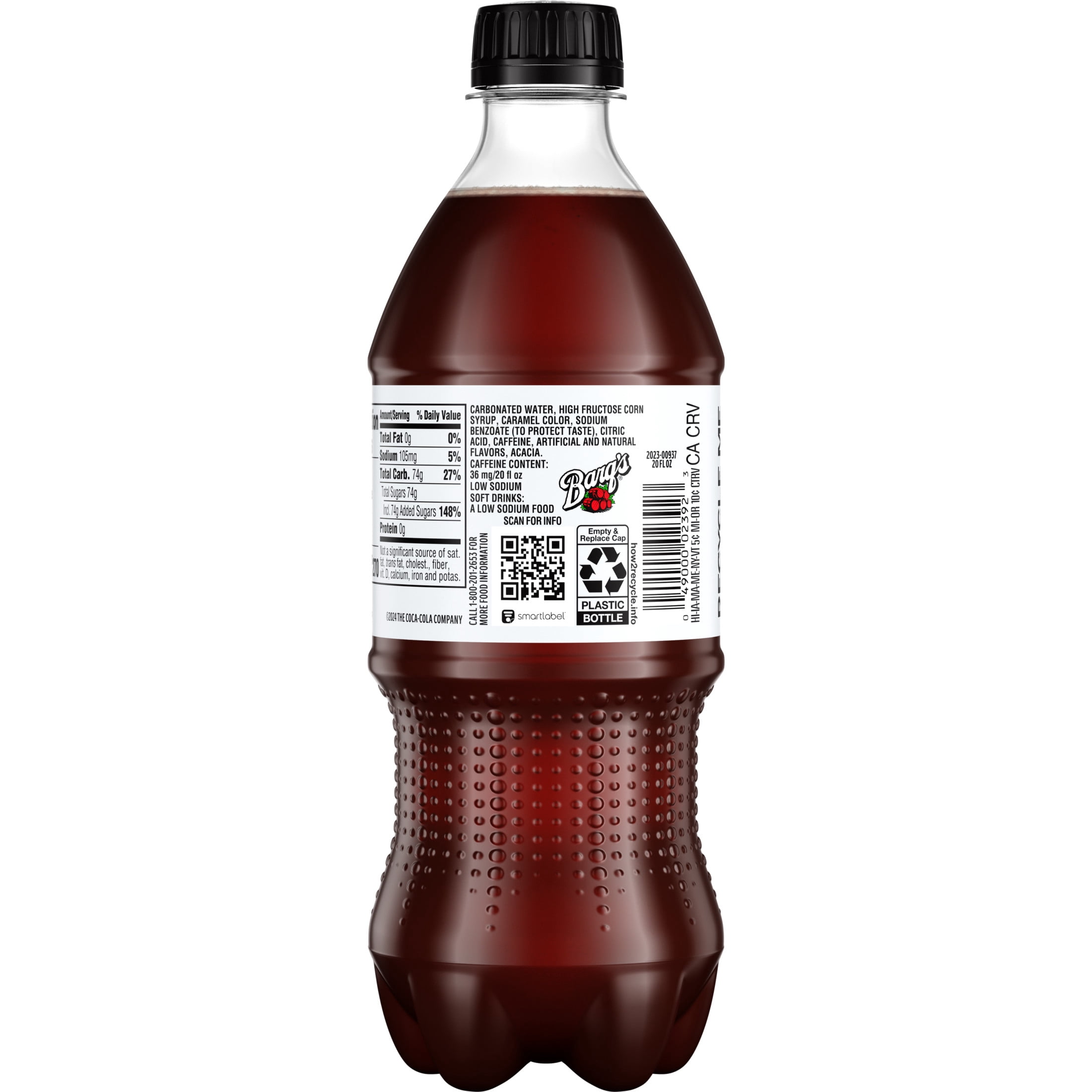 Barq's Root Beer Soda Pop Bottle, 20 fl oz
