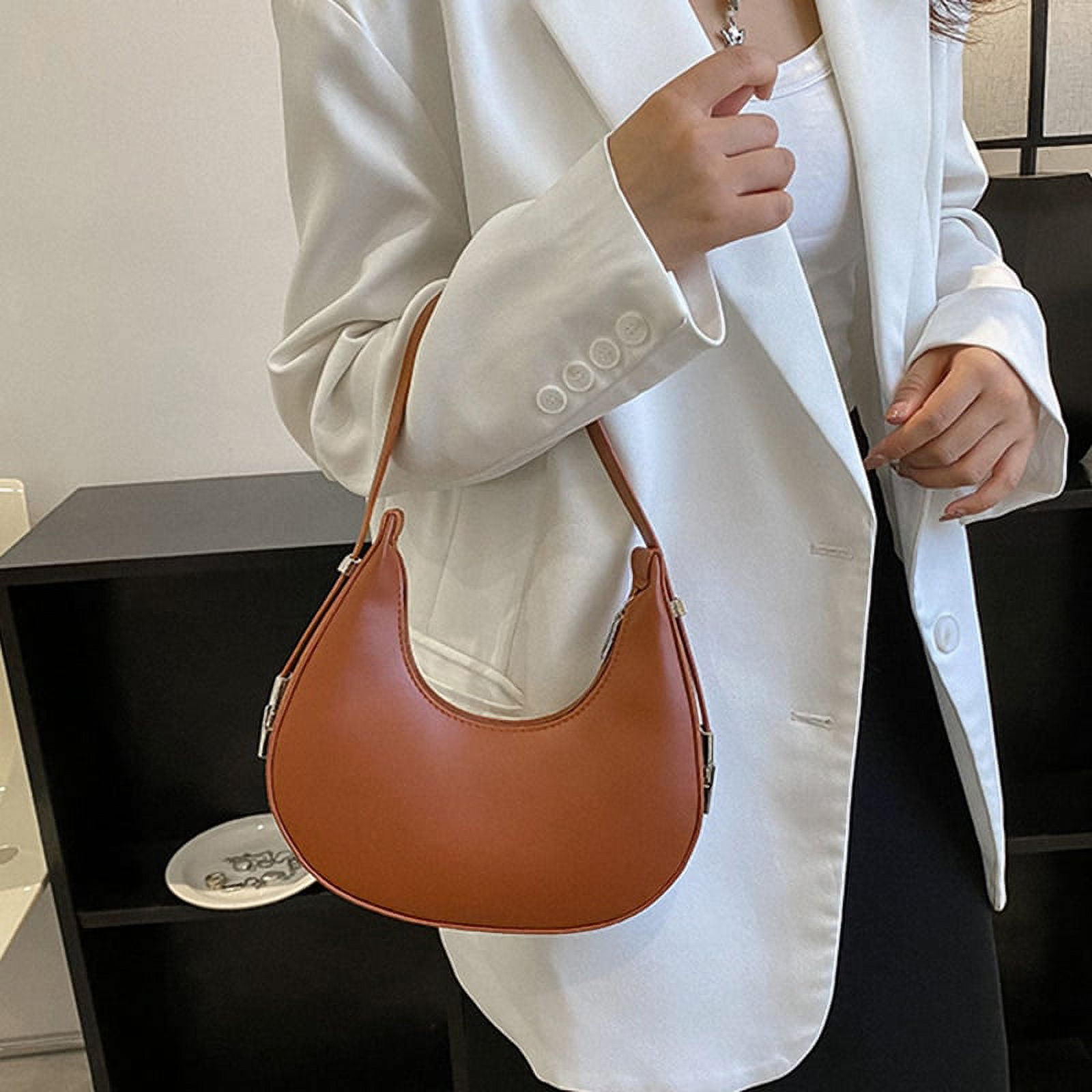 CoCopeaunt Spring New Shoulder Bags for Women PU Leather Underarm Bag  Vintage Half-moon Handbag Totes Female Casual Ladies Shopping Pack 